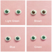 Occhi in Vetro 10mm. Iride 6mm - set 4 coppie Colori Verde Chiaro+ Marrone+Azzurro +Verde