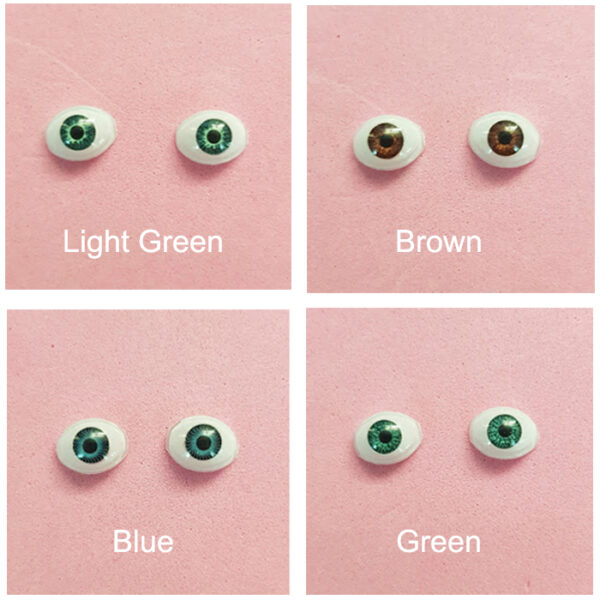 Occhi in Vetro 10mm. Iride 6mm - set 4 coppie Colori Verde Chiaro+ Marrone+Azzurro +Verde