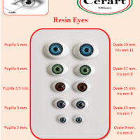SET 4 COPPIE DI OCCHIETTI 20mm - Iride 11mm. Colori  AZZURRI - VERDI - MARRONI - GRIGI - immagine 2